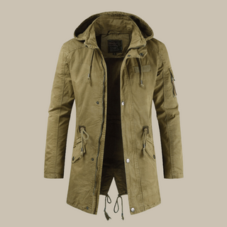 Ganti Jacket | Elegant functional long men's winter coat with collar and hood