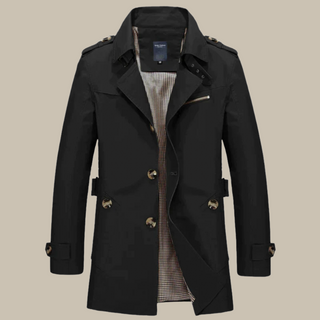 Ganti Trenchcoat | Classic Long Coat with High Collar and Buttons for Men