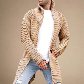 Ganti Cardigan | Men's Casual Extra Long Knitted Cardigan with High Neck