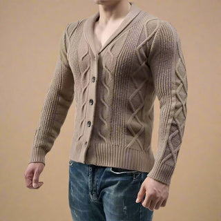 Ganti Cardigan | Men's Smart Casual Chunky Cable Knit Cardigan with Buttons