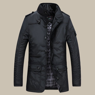 GATES Business Jacket | Stylish Wind and Waterproof Long Transitional Jacket for Men with High Collar