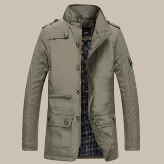 GATES Business Jacket | Stylish Wind and Waterproof Long Transitional Jacket for Men with High Collar