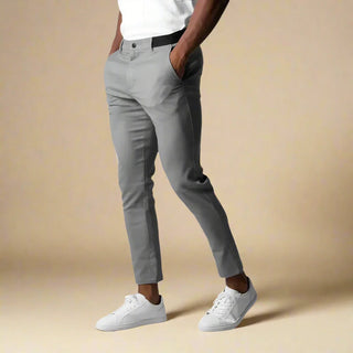 Trousers | Non-iron casual chic smart trousers with stretch and elastic band for men | Slim fit