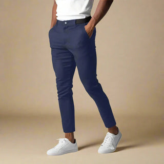 Trousers | Non-iron casual chic smart trousers with stretch and elastic band for men | Slim fit