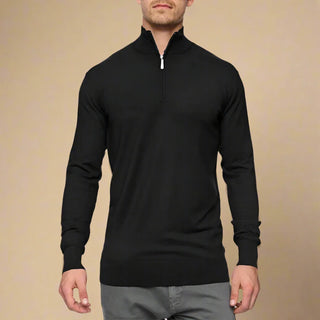 Half Zip Jumper | Business Casual Fine Knit Half Zip Funnel Neck for Men