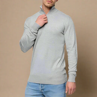 Half Zip Jumper | Business Casual Fine Knit Half Zip Funnel Neck for Men