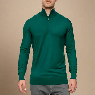 Half Zip Jumper | Business Casual Fine Knit Half Zip Funnel Neck for Men