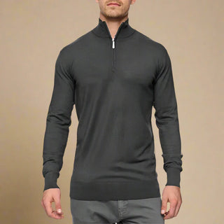 Half Zip Jumper | Business Casual Fine Knit Half Zip Funnel Neck for Men