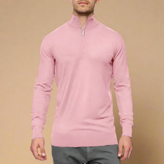 Half Zip Jumper | Business Casual Fine Knit Half Zip Funnel Neck for Men