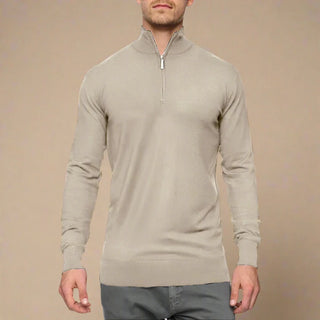 Half Zip Jumper | Business Casual Fine Knit Half Zip Funnel Neck for Men