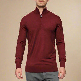 Half Zip Jumper | Business Casual Fine Knit Half Zip Funnel Neck for Men