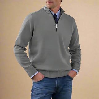 Half Zip Funnel Neck | Business Casual Knit Jumper with Zip for Men