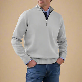 Half Zip Funnel Neck | Business Casual Knit Jumper with Zip for Men