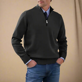 Half Zip Funnel Neck | Business Casual Knit Jumper with Zip for Men