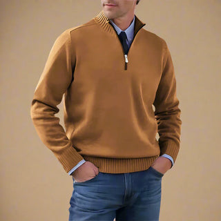 Half Zip Funnel Neck | Business Casual Knit Jumper with Zip for Men