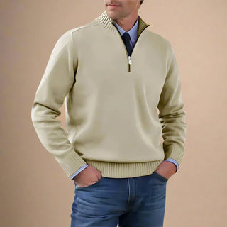 Half Zip Funnel Neck | Business Casual Knit Jumper with Zip for Men