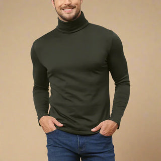 Turtleneck Sweater | Mens Business Casual Thin Warm Jumper with Stretch