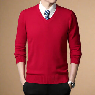 V-neck Jumper | Business Casual Patchwork V-neck Sweater for Men