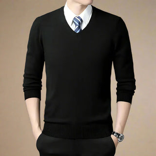 V-neck Jumper | Business Casual Patchwork V-neck Sweater for Men