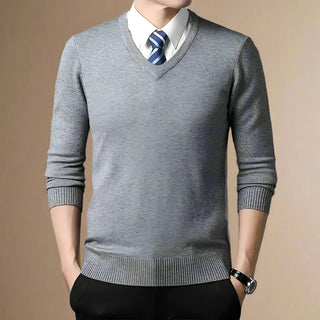 V-neck Jumper | Business Casual Patchwork V-neck Sweater for Men