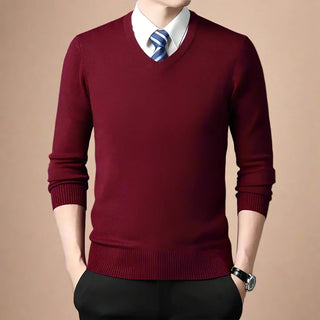 V-neck Jumper | Business Casual Patchwork V-neck Sweater for Men