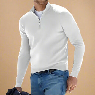 Half Zip Jumper | Casual Chic Fine Knit Half Zip Funnel Neck for Men