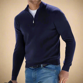 Half Zip Jumper | Casual Chic Fine Knit Half Zip Funnel Neck for Men