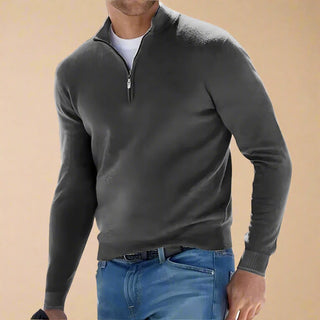 Half Zip Jumper | Casual Chic Fine Knit Half Zip Funnel Neck for Men