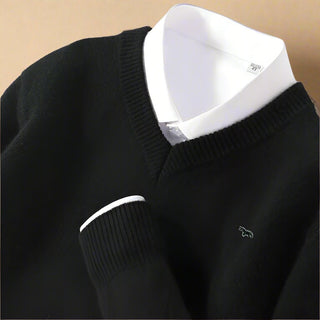 V-neck Jumper | Casual Chiq Knitted Smart V-neck Sweater for Men