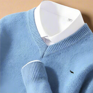 V-neck Jumper | Casual Chiq Knitted Smart V-neck Sweater for Men