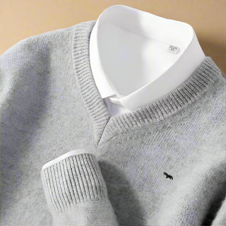 V-neck Jumper | Casual Chiq Knitted Smart V-neck Sweater for Men