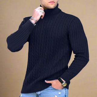 Turtleneck | Mens Casual Chic Knitted Cable Jumper