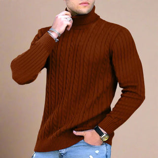 Turtleneck | Mens Casual Chic Knitted Cable Jumper