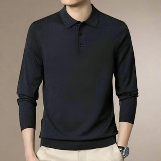 Polo Sweater | Casual Knitted Long Sleeve Polo for Men