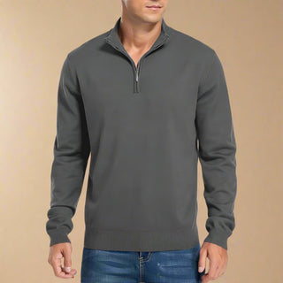 Half Zip Jumper | Casual Modern Fine Knit Half Zip Funnel Neck for Men