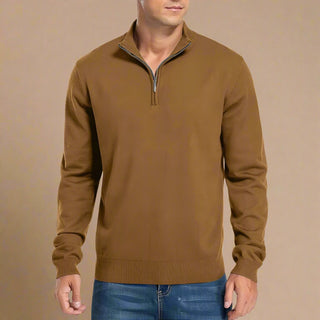 Half Zip Jumper | Casual Modern Fine Knit Half Zip Funnel Neck for Men