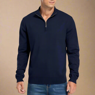 Half Zip Jumper | Casual Modern Fine Knit Half Zip Funnel Neck for Men