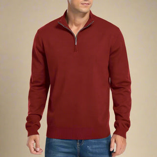 Half Zip Jumper | Casual Modern Fine Knit Half Zip Funnel Neck for Men