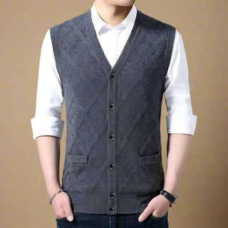 Cardigan | Casual Sleeveless Spencer Cardigan with Buttons for Men