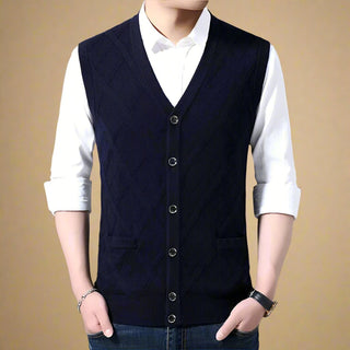 Cardigan | Casual Sleeveless Spencer Cardigan with Buttons for Men