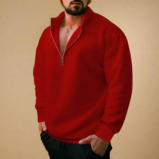 Half Zip Jumper | Casual Muscle Fit Fleece Sweatshirt with Zip for Men