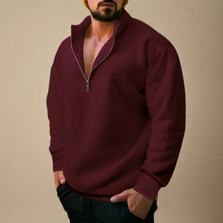 Half Zip Jumper | Casual Muscle Fit Fleece Sweatshirt with Zip for Men