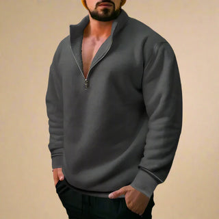 Half Zip Jumper | Casual Muscle Fit Fleece Sweatshirt with Zip for Men