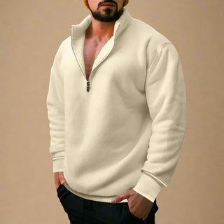 Half Zip Jumper | Casual Muscle Fit Fleece Sweatshirt with Zip for Men