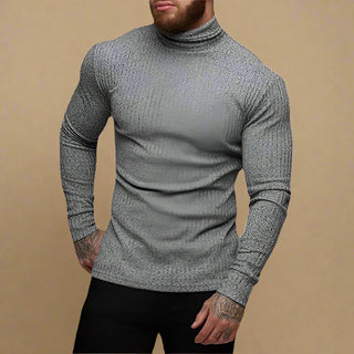 Turtleneck | Mens Casual Muscle Fit Fine Knitted Cable Jumper