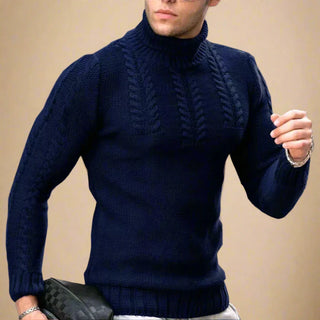 Turtleneck | Mens Casual Muscle Fit Knitted Cable Jumper