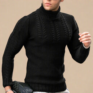 Turtleneck | Mens Casual Muscle Fit Knitted Cable Jumper