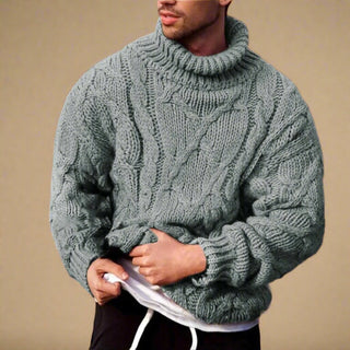 Turtleneck | Mens Casual Oversized Knitted Cable Jumper