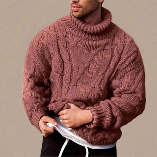 Turtleneck | Mens Casual Oversized Knitted Cable Jumper