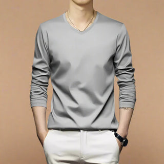 V-neck Jumper | Casual Silk V-neck Long Sleeve for Men